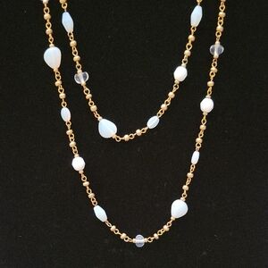 Elegant Gold and White Beaded Necklace
